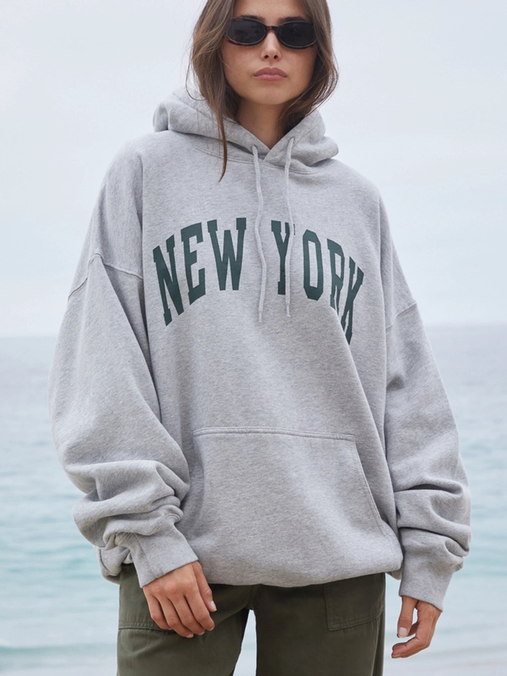 John Galt Silver New York Oversized Hoodie